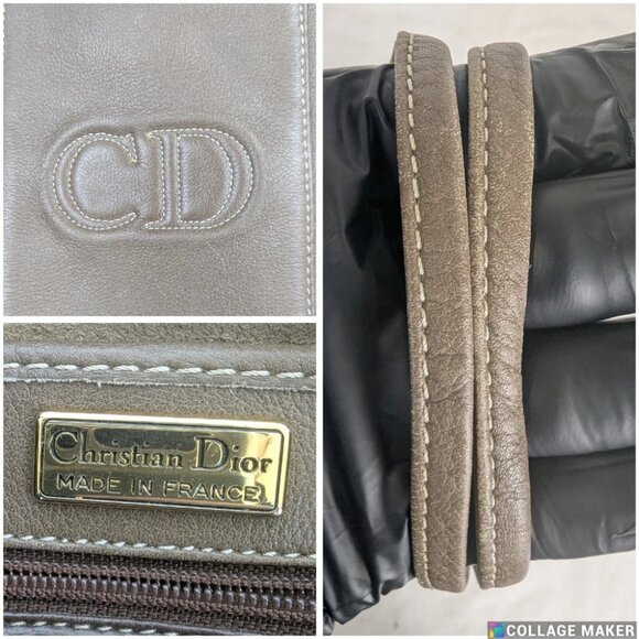 Christian Dior CD Logo Leather Large Shoulder Bag Brown Made in France - Picture 5 of 14